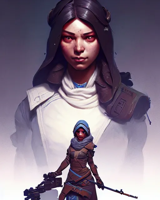 Prompt: ana from overwatch, character portrait, concept art, intricate details, highly detailed by greg rutkowski, michael whelan and gustave dore