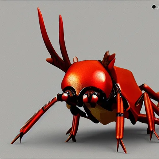 Image similar to A pokemon looks like a stag beetle,Trending on art station. Unreal engine.