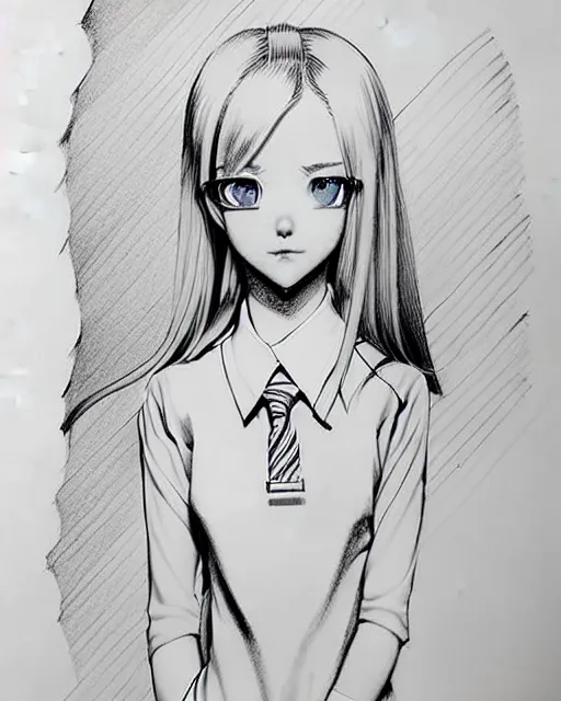 Image similar to young female prep school student with medium length bright blonde hair and pale skin, in an old study room, complex artistic color ink pen sketch illustration, subtle detailing, artwork by Artgerm and Range Murata.