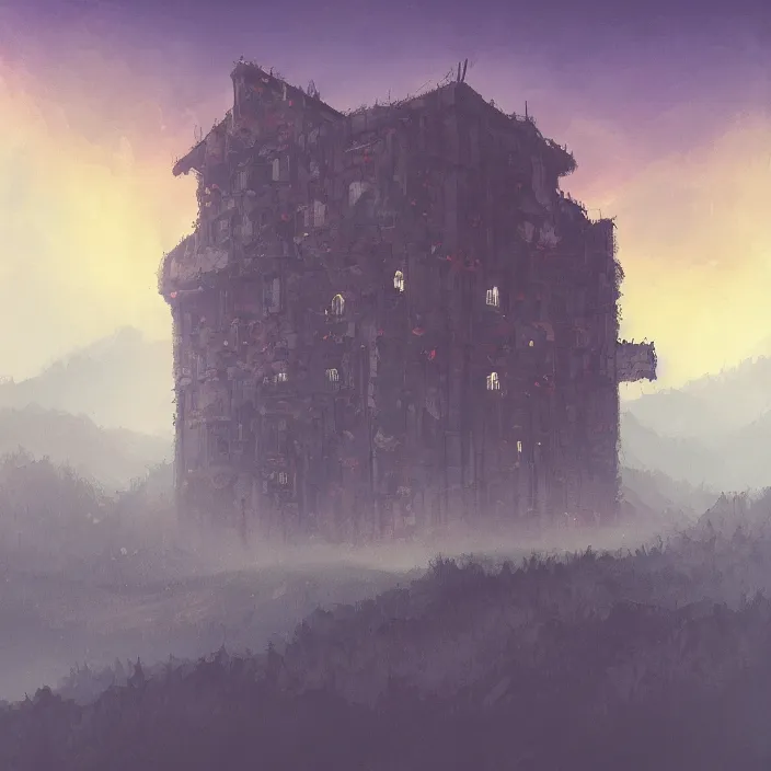 Prompt: a building in a landscape, by anato finnstark