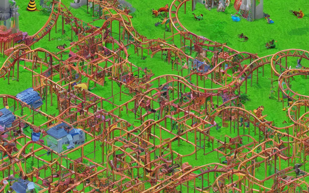 Image similar to rollercoaster tycoon 2 millipede infestation edition