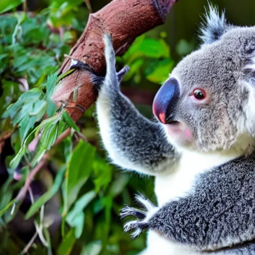 Prompt: koala eating tacos