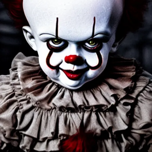 Prompt: Cute baby pennywise, photo realistic