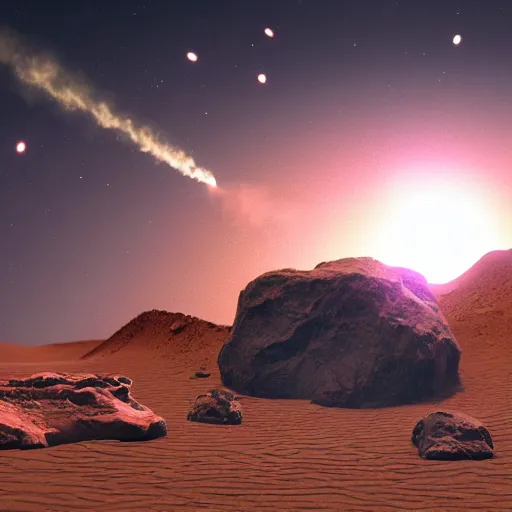 Image similar to a meteor an asteroid headed for the desert detailed, 8 k, trending on artstation