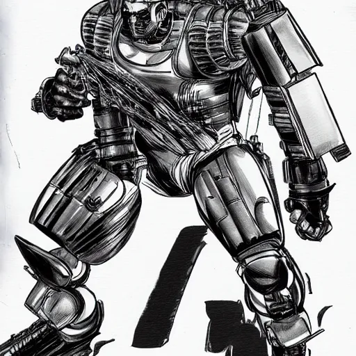 Prompt: a t - 8 0 0 terminator in yusuke murata style, detailed