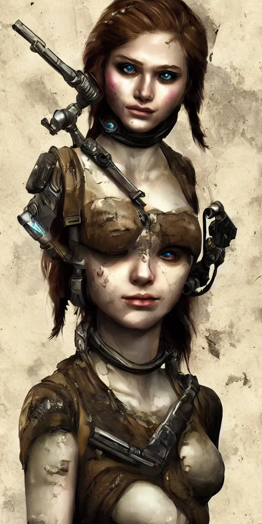 Image similar to beautiful female Siren, full round face, short smile, full body, post apocalyptic setting, futuristic, medium shot, mid-shot, highly detailed, trending on Artstation