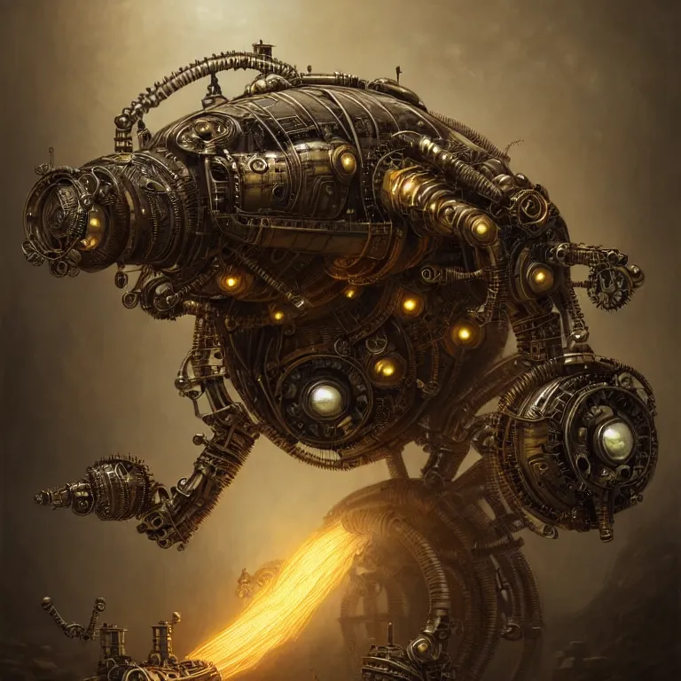 Prompt: steampunk robot centipede, 3 d model, unreal engine realistic render, 8 k, micro detail, intricate, elegant, highly detailed, centered, digital painting, artstation, smooth, sharp focus, illustration, artgerm, tomasz alen kopera, by wlop