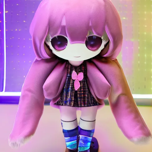 Prompt: cute fumo plush hologram in neo - tokyo, hologram girl, vray
