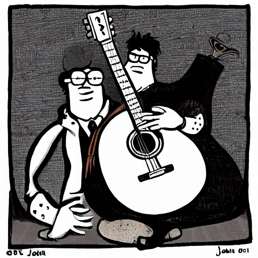 Image similar to folk guitarist bert jansch meets peter griffin