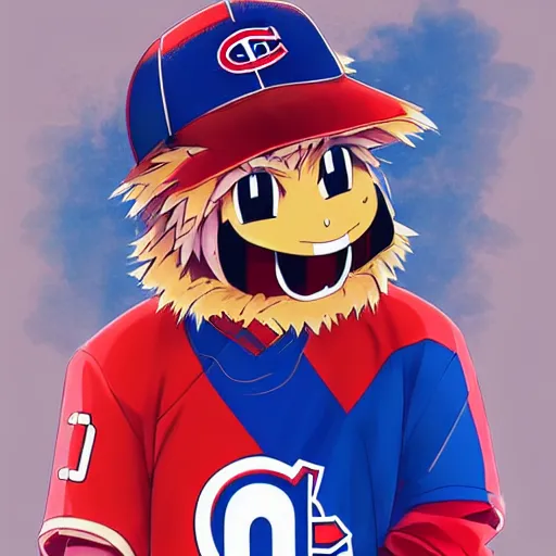 Image similar to anime Portrait of Youppi the Habs Montreal Canadiens Mascot as a very cute powerful and friendly pokemon, highly detailed anime, high evolution, 1990s, legendary, smooth, sharp focus, dynamic lighting, intricate, trending on ArtStation, illustration pokemon, art by WLOP