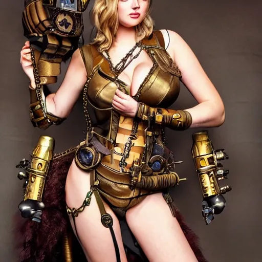 Prompt: full body photo of kate upton as a steampunk amazon warrior, highly detailed, 4k, HDR, award winning,