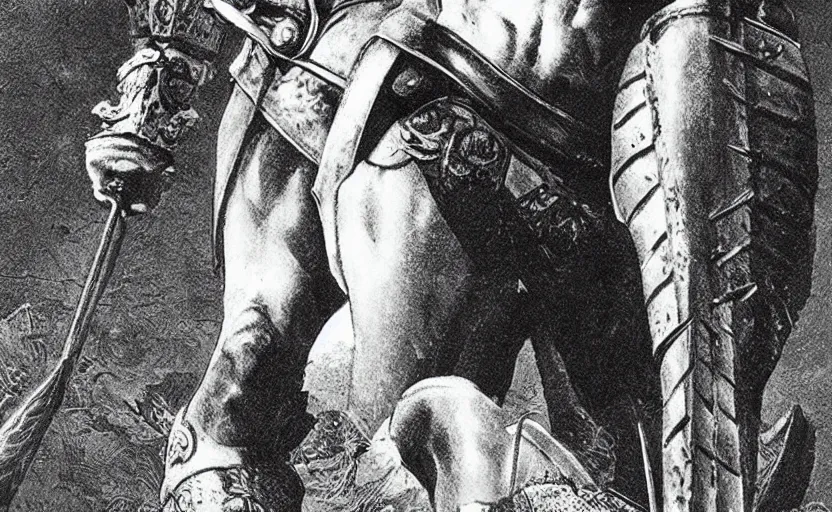 Image similar to the great greek warrior achilles from the book of the long sun by gene wolfe,