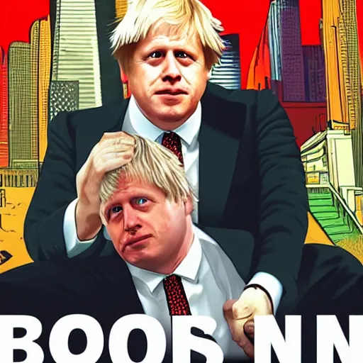 Image similar to boris johnson in gta v, cover art by stephen bliss, boxart, loading screen