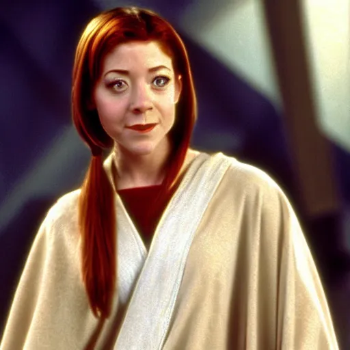 Image similar to Alyson Hannigan/Willow Rosenberg as Obi-Wan Kenobi from Star Wars, film still