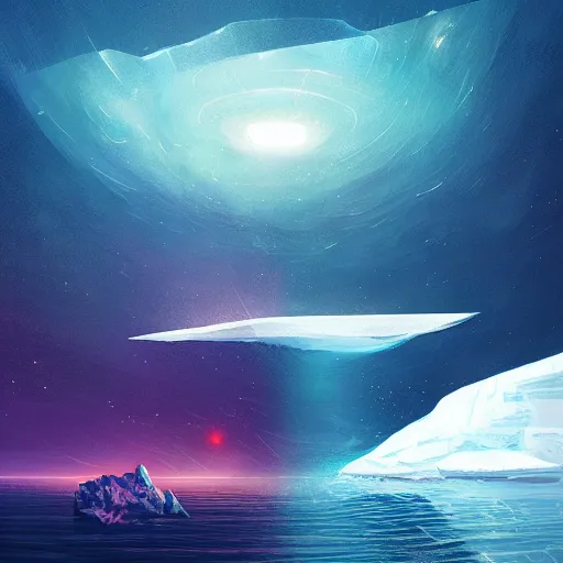 Image similar to an iceberg made of rock floating in space, by anato finnstark, by alena aenami, by john harris