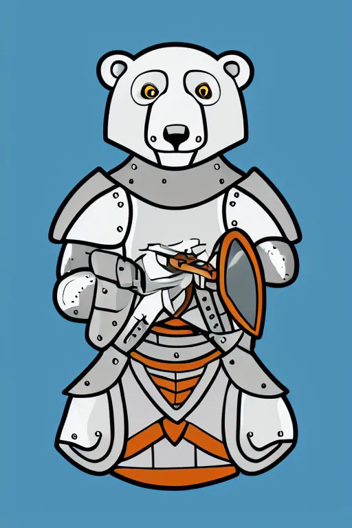 Image similar to Portrait of a polar bear in medieval armor, knight, medieval, sticker, colorful, illustration, highly detailed, simple, smooth and clean vector curves, no jagged lines, vector art, smooth