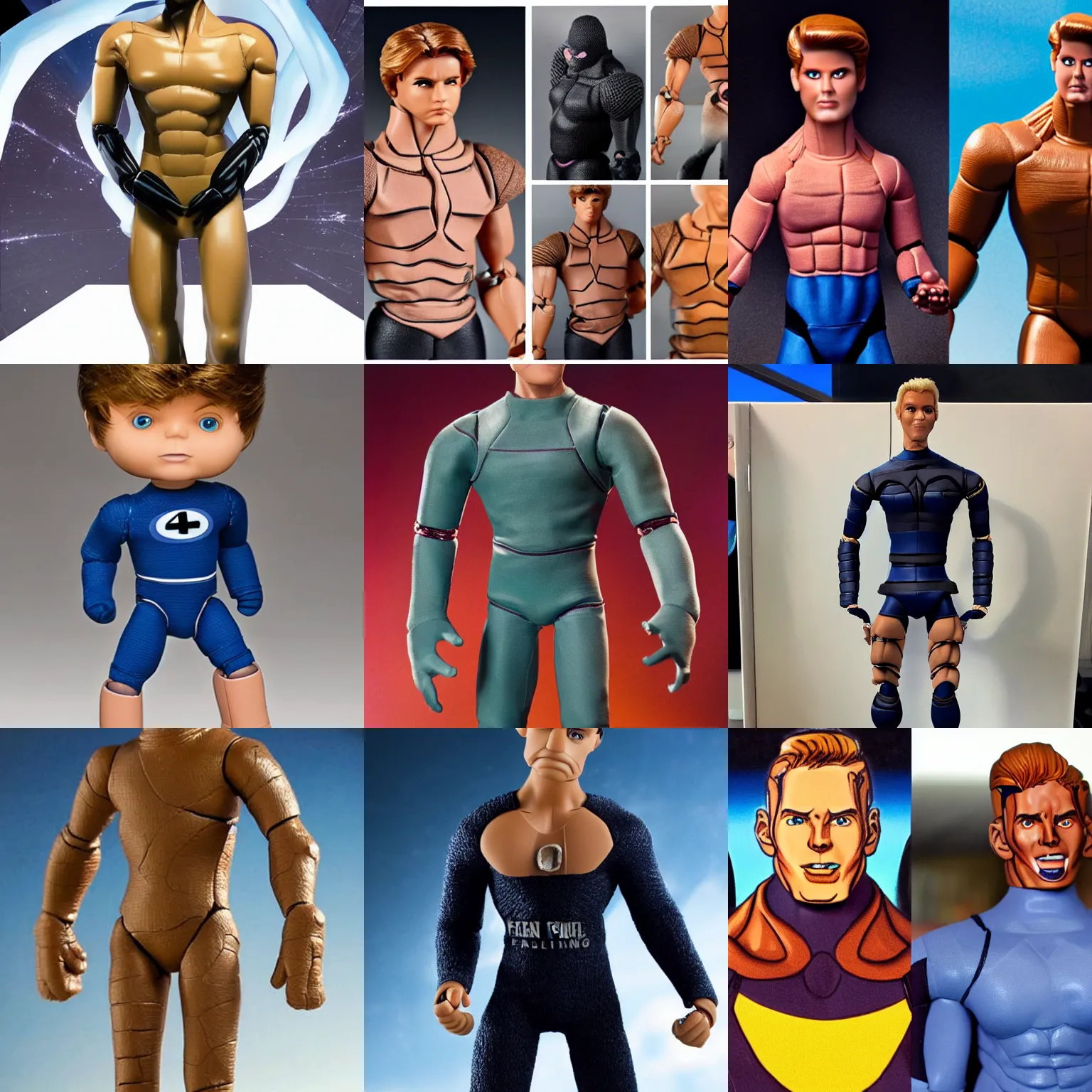 Prompt: if The Thing from Fantastic Four was a Ken Doll