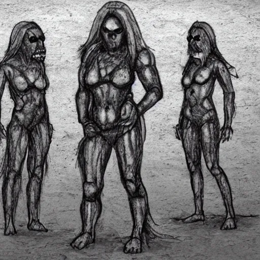 Prompt: realistic female humanoid figure raising from runestone, in front of group of cultists, handdraw style, dark ambient, nighttime