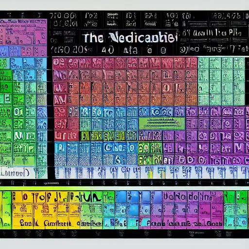 Image similar to what the periodic table would look like in a lucid dream