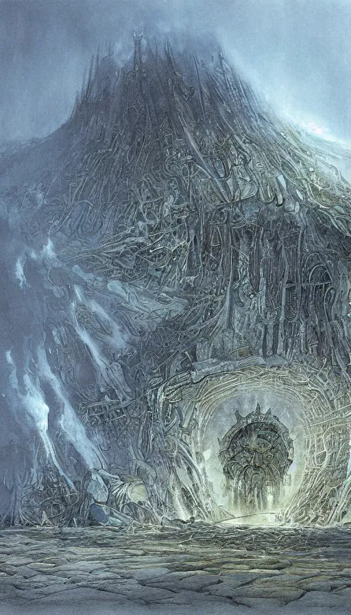 Prompt: The end of an organism, by john howe