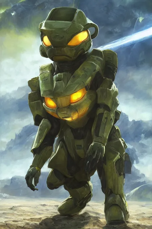 Image similar to raichu pokemon playing as master chief, oil on canvas, intricate, 8 k highly professionally detailed, hdr, cgsociety