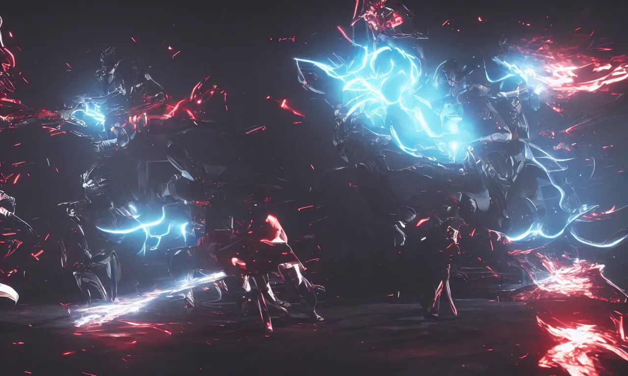 Image similar to fight between good and evil in virtual reality, octane render, hyper detailed