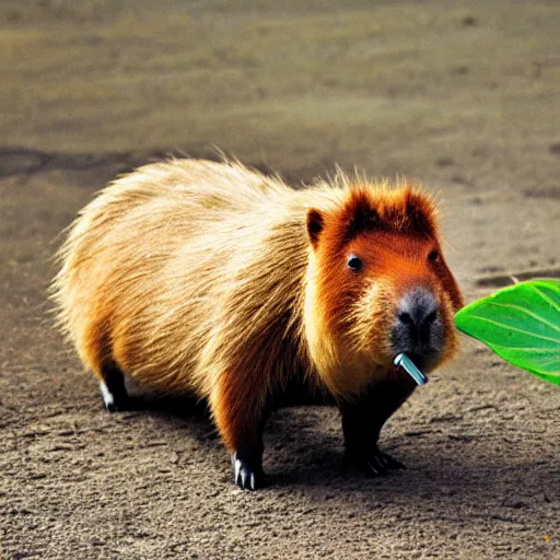 Image similar to capybara smoking a blunt