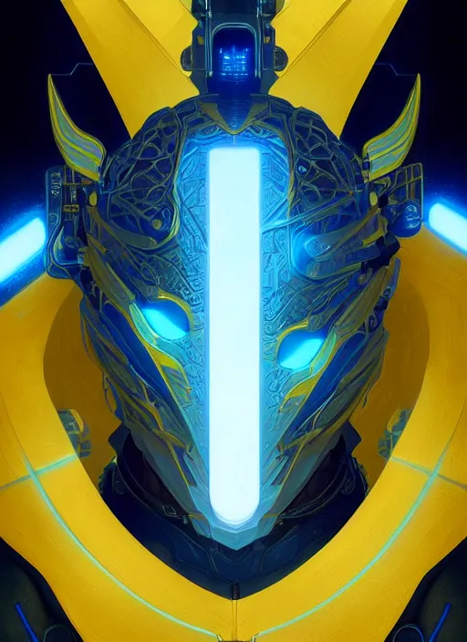 Prompt: symmetry!! portrait of a dragon face, sci - fi, tech wear, blue and yellow glowing lights!! intricate, elegant, highly detailed, digital painting, artstation, concept art, smooth, sharp focus, illustration, art by artgerm and greg rutkowski and alphonse mucha