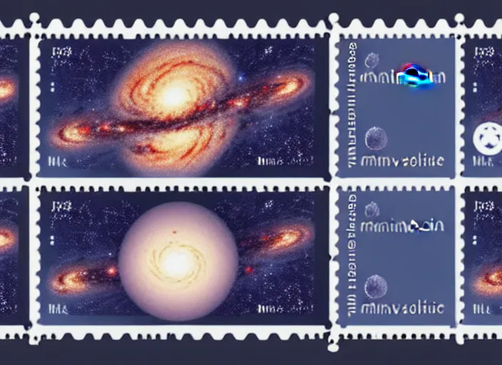 Image similar to a minimalistic milky way galaxy as a postage stamp, minimalistm, voroni diagram