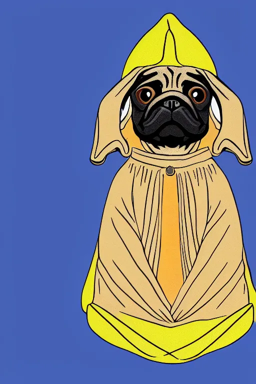 Image similar to Portrait of a pug as the pope, medieval, sticker, colorful, illustration, highly detailed, simple, smooth and clean vector curves, no jagged lines, vector art, smooth