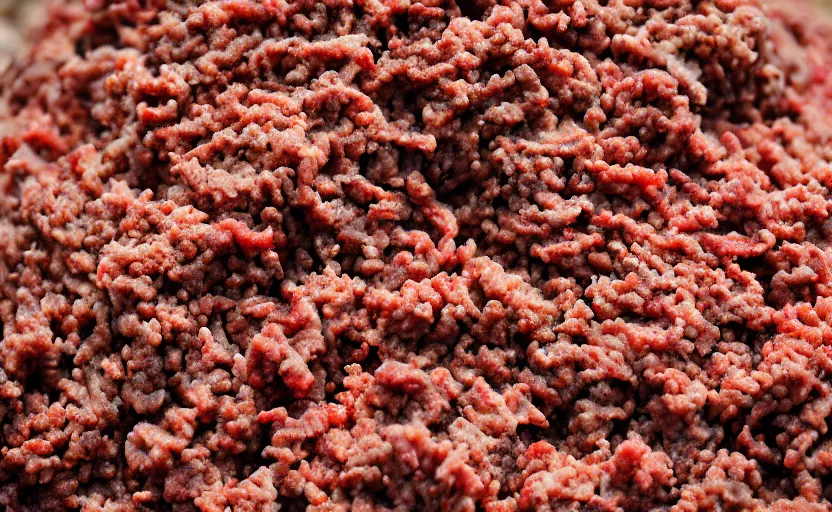 Image similar to a pile of ground beef, outdoors, product photography