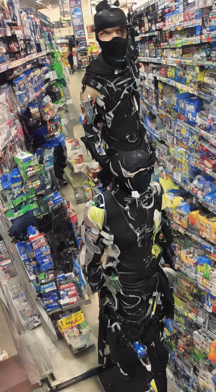 Image similar to cyborg ninja in walmart