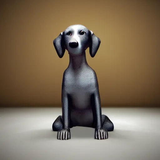 Image similar to puppy as a mafia gangster, statue, 4k, volumetric lighting, hyper realistic