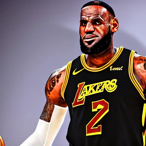 Image similar to LeBron James wearing armor 4K quality