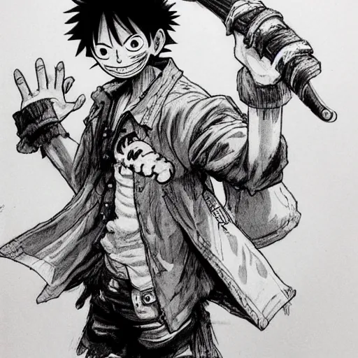 Prompt: luffy by kim jung gi