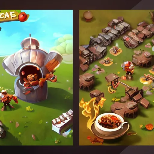 Image similar to cook, mobile game art, artstation
