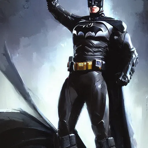 Image similar to futuristic batman, brush strokes, oil painting, greg rutkowski