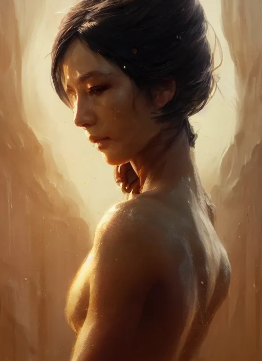 Prompt: A portrait of a beautiful goddess by Greg Rutkowski, Sung Choi, Mitchell Mohrhauser, Maciej Kuciara, Johnson Ting, Maxim Verehin, Peter Konig, final fantasy, 8k photorealistic, cinematic lighting, HD, high details, dramatic, atmospheric , trending on artstation