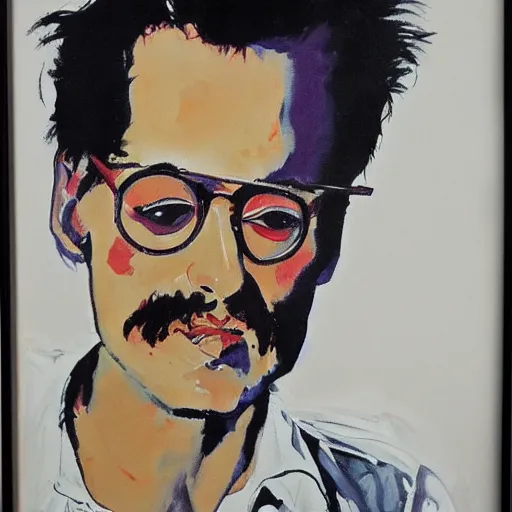 Image similar to egon schielle painting of depressed johnny depp