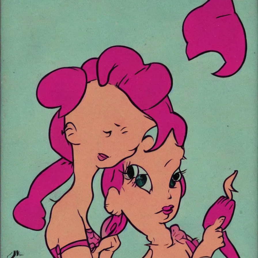 Prompt: beautiful pink little alien girl, profile picture, vintage cartoon