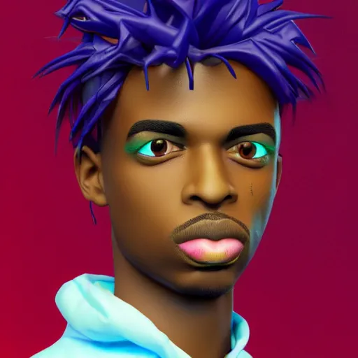 Prompt: a cartoon 3d render close up of Playboi Carti