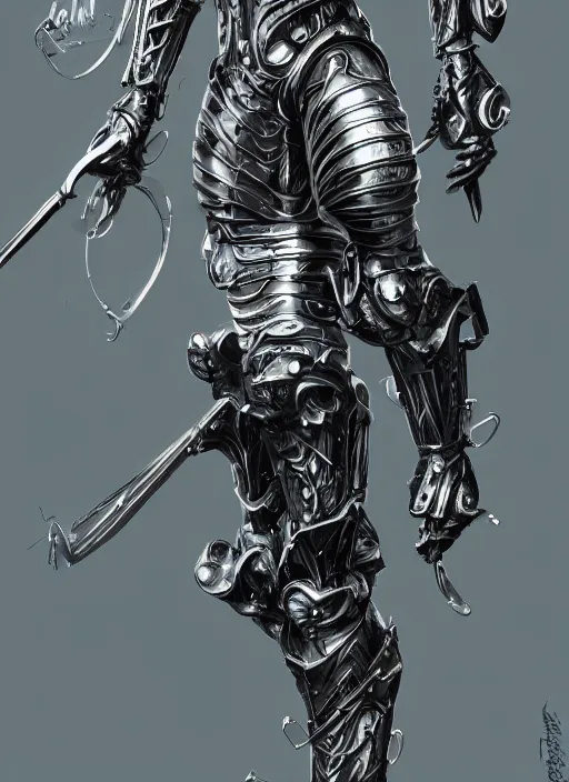 Image similar to powerful male tin man, willem dafoe as tinman, full body character concept, covered in full metal armor, art nouveau, super powers, fantasy, intricate, elegant, highly detailed, digital painting, artstation, concept art, shining, sharp focus, illustration, art by stanley lau
