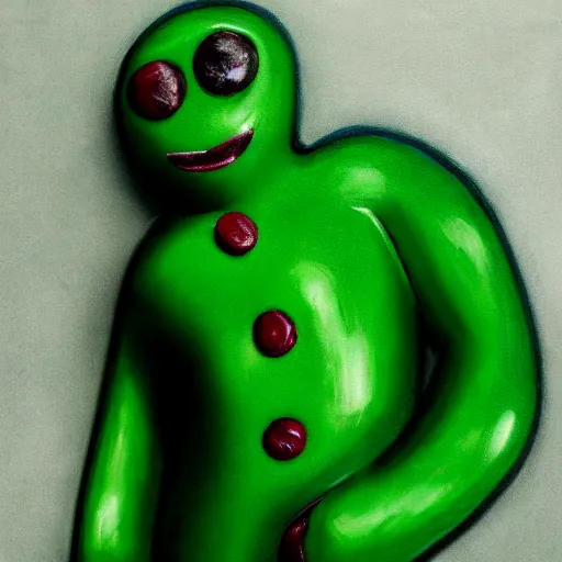 Image similar to full body portrait of green m & m posing seductively, elegant, smooth, sharp focus, hyper detailed