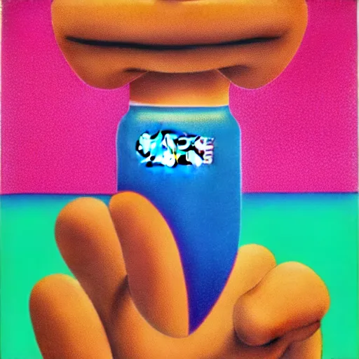 Image similar to cigarettes bottle by shusei nagaoka, kaws, david rudnick, airbrush on canvas, pastell colours, cell shaded, 8 k