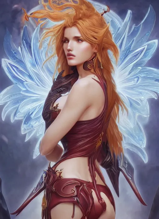 Image similar to ultra realistic illustration, bella thorne as diablo 3 angel anime, intricate, elegant, highly detailed, digital painting, artstation, concept art, smooth, sharp focus, illustration, art by artgerm and greg rutkowski and alphonse mucha and wlop