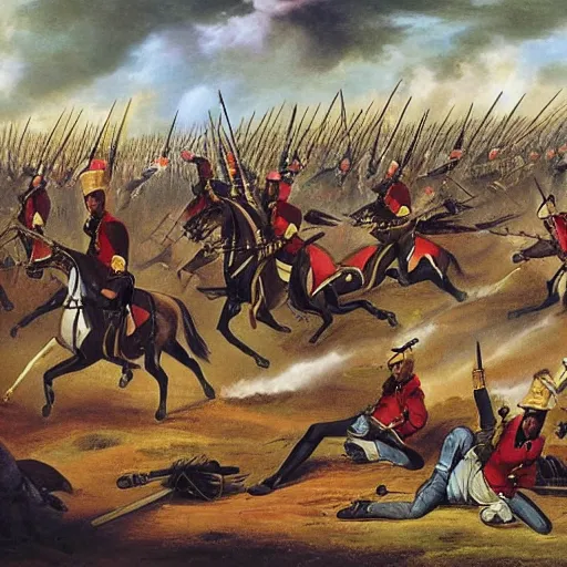 Prompt: ethiopian charge at the battle of waterloo