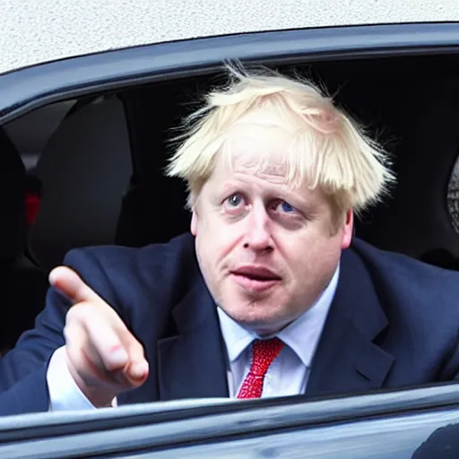 Prompt: boris johnson locked in a hot car