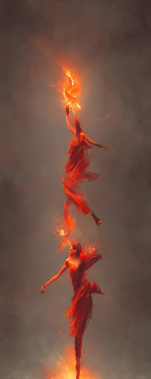 Image similar to fire dancer in the wind by artgem and greg rutkowski, light cone, reimagined by industrial light and magic