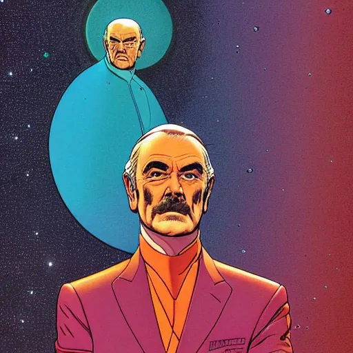 Image similar to sean connery retro minimalist portrait moebius starwatcher comic by jean giraud, 8 k