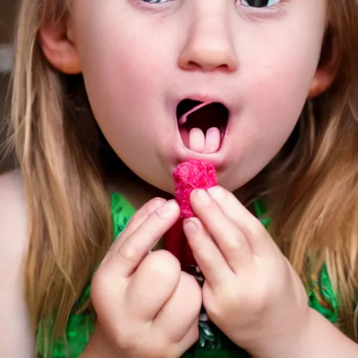 Prompt: small girl eating her bogies